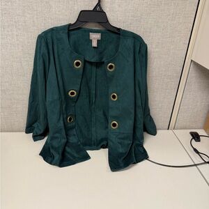 Chico's Teal Blazer with Gold Eyelets